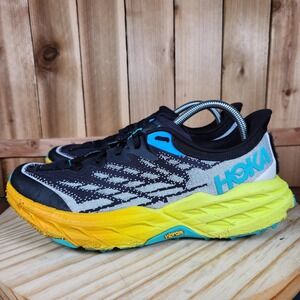 Hoka One One Speedgoat 5 Shoes Mens Size 10 Black Trail Vibram 1123157-BEPR